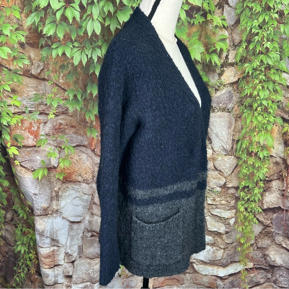 MADEWELL Chunky Gray and Charcoal Double Breasted Wool Blend Cardigan, S - Picture 7 of 9